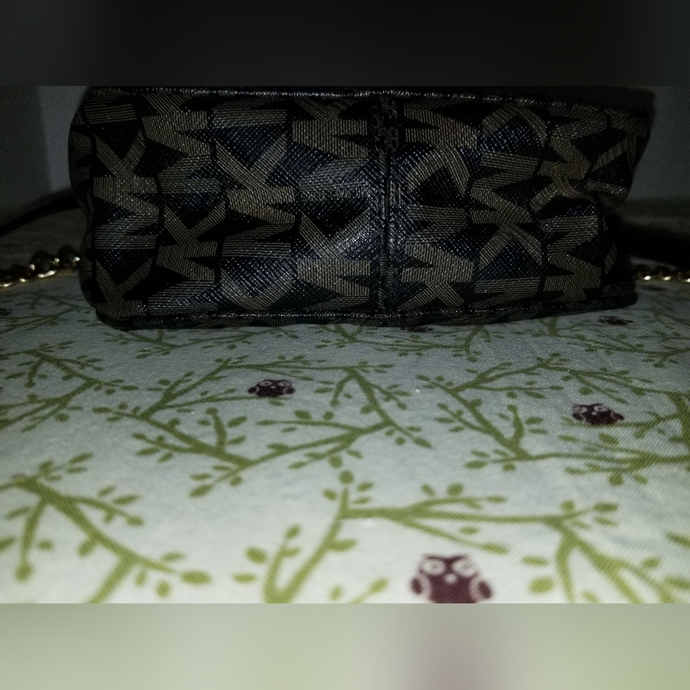 Michael Kors Brown MK Logo Crossbody Bag Gold Chain Small Brown Purse - Picture 6 of 10